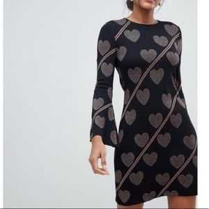 Ted Baker London Heart Print Knit Fluted Sleeve Dress NWOUT